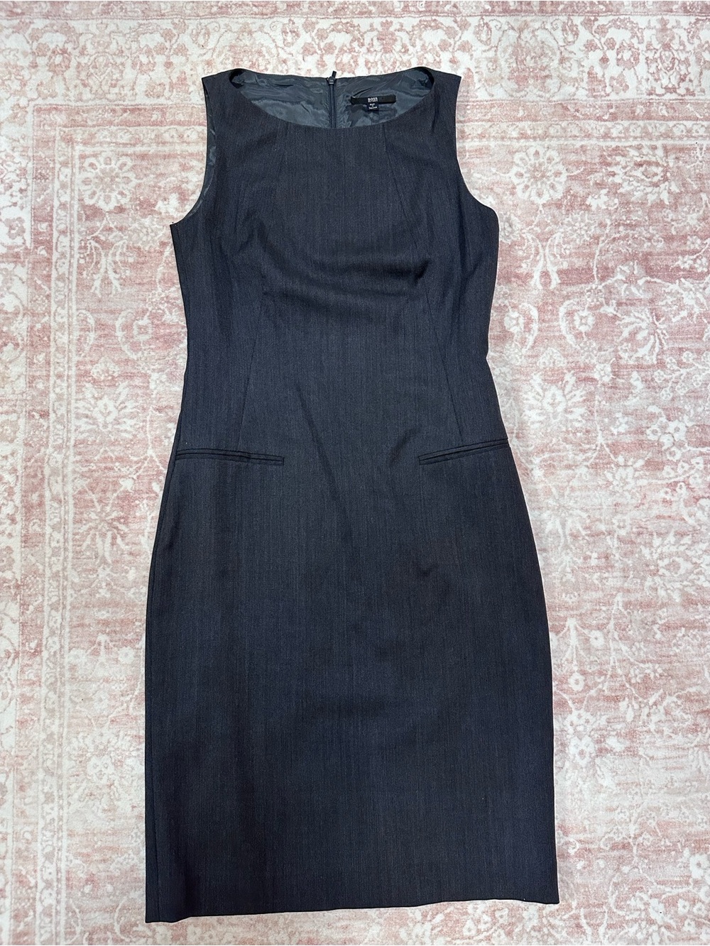 $395 Hugo Boss Virgin Wool Shift Dress - Picture 2 of 15